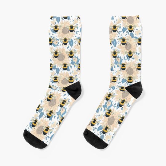 Discover Bumble Bee Sunflower Pattern Socks