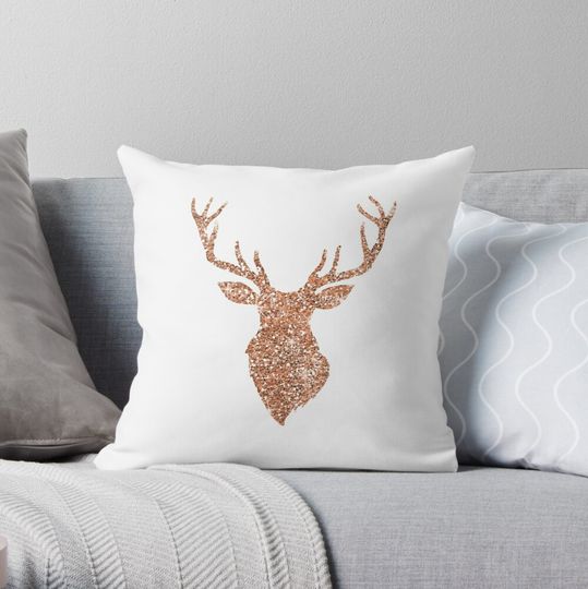 Discover Sparkling reindeer blush gold Throw Pillow