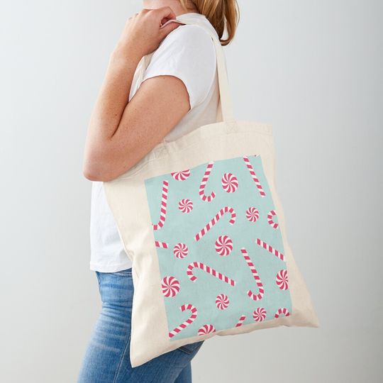 Discover Festive Holiday Candy Canes  Tote Bag