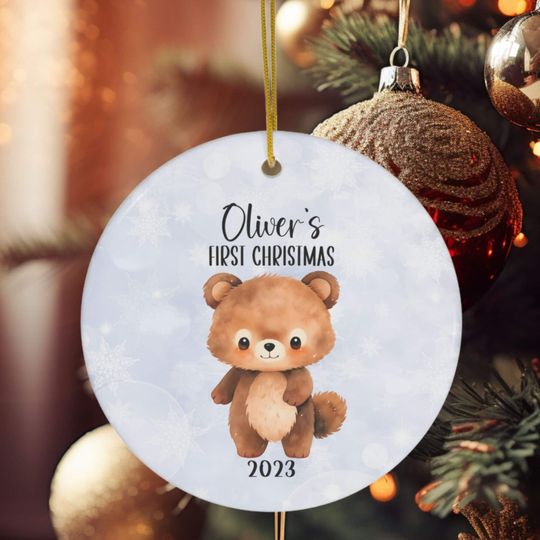 Discover Personalized Baby's First Christmas Ornament, Woodland Animals