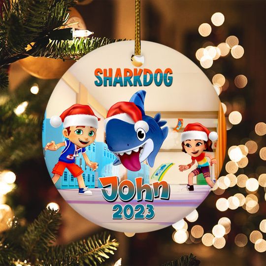 Discover Custom Sharkdog Christmas Ornament for Fans