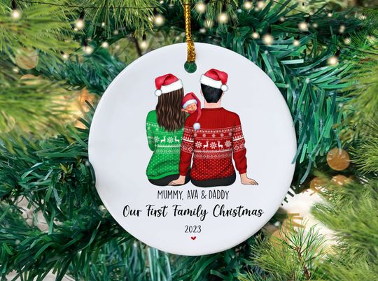 Discover Personalised Family Bauble, Our First Family Christmas Decoration Ornament