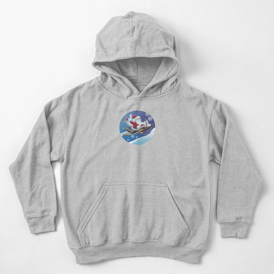 Discover Funny Santa Claus flyinig in his little plane Kids Pullover Hoodie