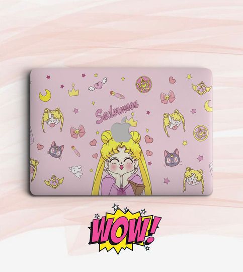 Discover Pink Sailor Moon with stars Anime cartoon art Laptop Skins