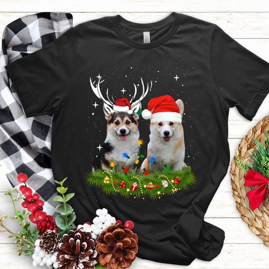 Discover Funny Christmas Corgi Shirt, Corgi Christmas Tree Lights Shirt