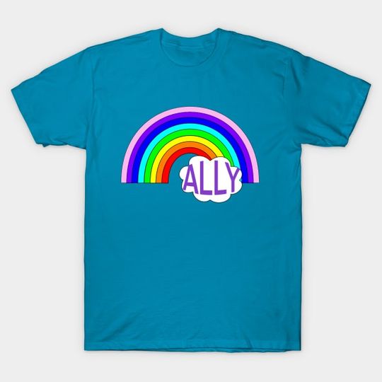Discover ALLY with Rainbow and Clouds LGBTQ -Shirt
