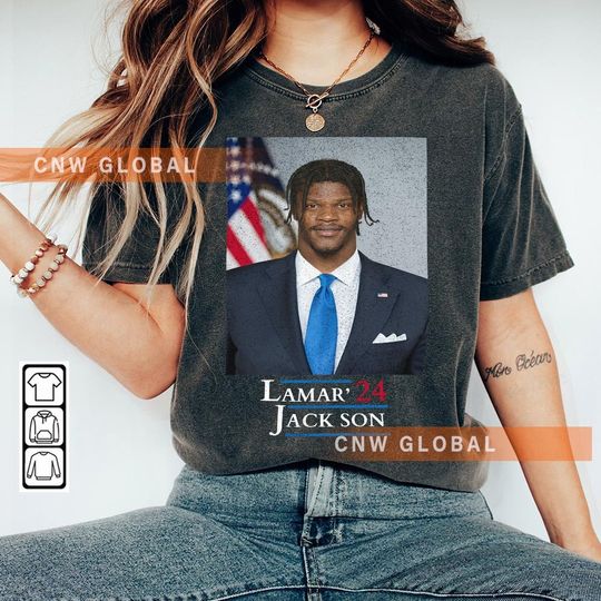 Discover Lamar Jackson for President 2024 90s Graphic Tee