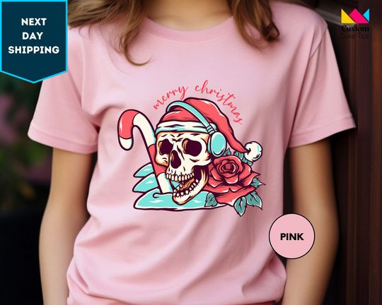 Discover Merry Christmas Skull Christmas Shirt, Santa Skull Shirt
