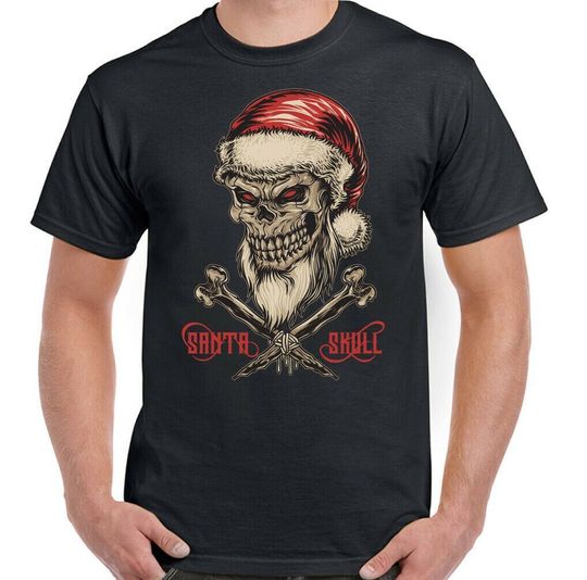 Discover Santa Skull Christmas T-Shirt Xmas Mens Funny Secret Biker Motorbike Grim Reaper