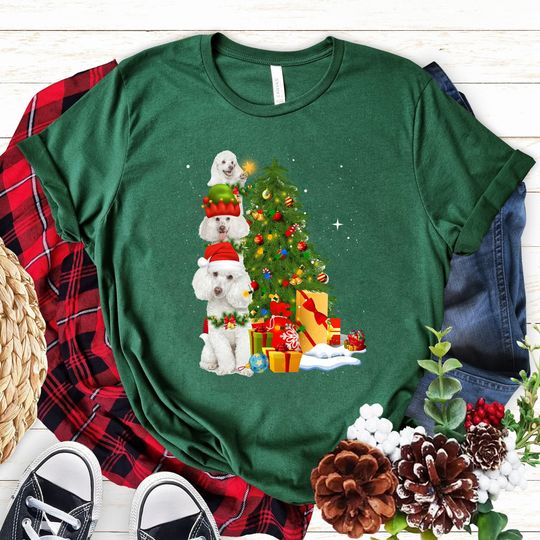 Discover Poodle Dog Christmas Tree Cute Xmas T shirt, Christmas Gift