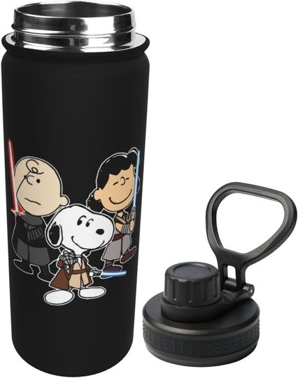 Discover Snoopy Cartoon Stainless Steel Water Bottles Sports Lid