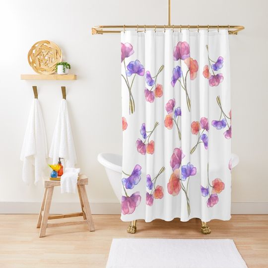 Discover Pastel Colored Floral Pattern Shower Curtain