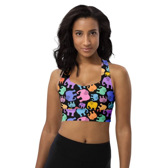 Discover Elephant Stampede Printed Sports Bra - Wild Animal Design