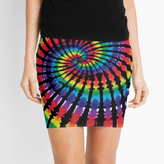 Discover Rainbow Spiral Tie Dye Mini Skirt