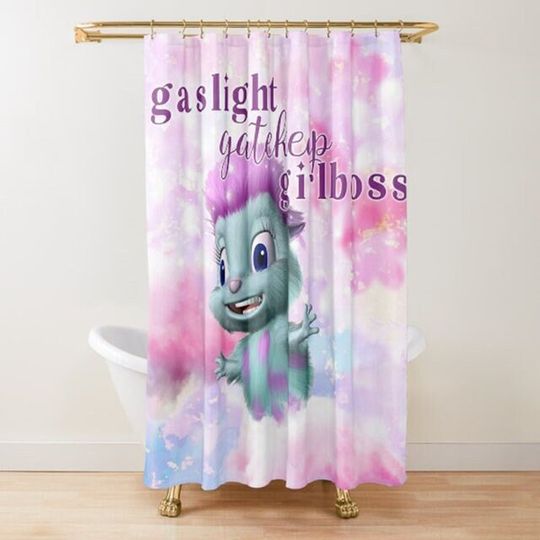 Discover Funny Bibble Happiness Shower Curtain Gaslight Gatekeep Girlboss  Waterproof Fabric Bathroom Home Shower Curtain