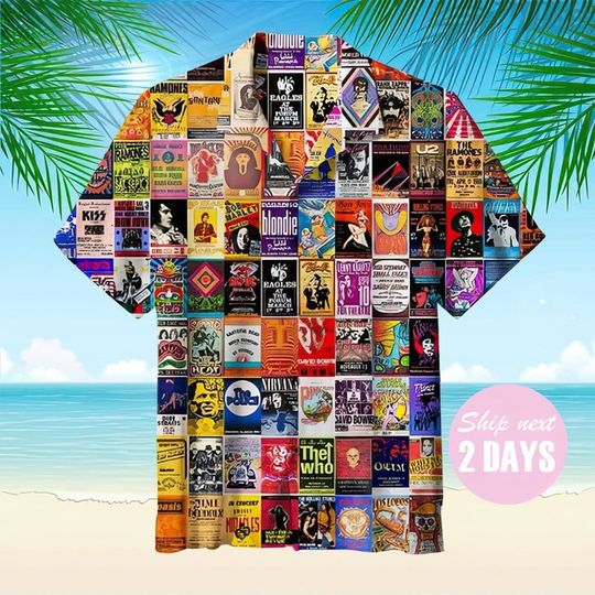 Discover Vintage Concert Poster Hawaiian Shirt