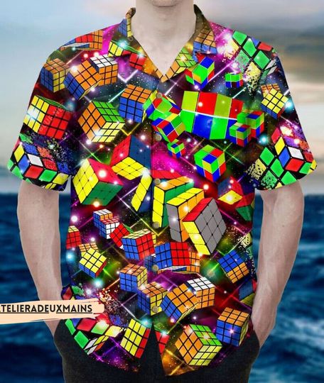 Discover Rubik Cube Hawaiian Shirt Cubing Puzzle Gaming Player