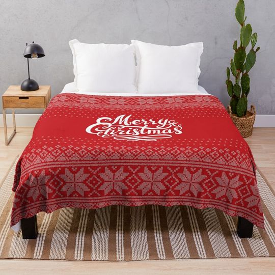 Discover Merry Christmas - Not Ugly Holiday Sweater Throw Blanket
