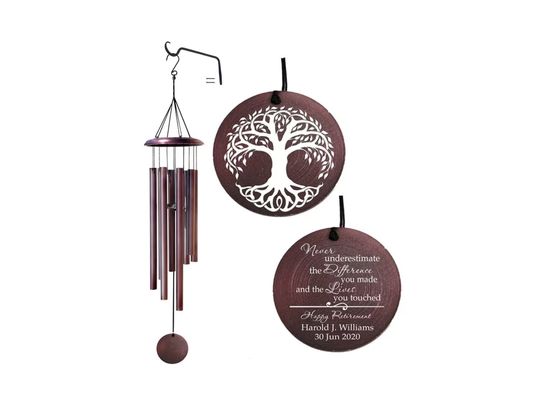 Discover Personalized Retirement gift - custom wind Chime, Tree of Life Chime