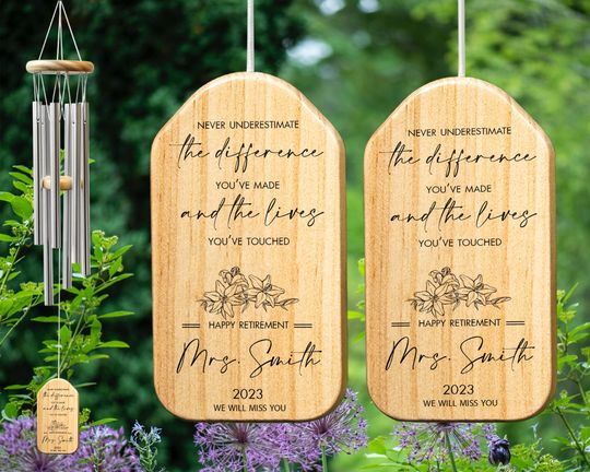 Discover Retirement Wind Chimes, Goodbye Gifts for Friends Co-workers Boss Employees