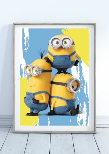 Discover Kevin Bob Stuart Minions Watercolor Premium Matte Vertical Poster