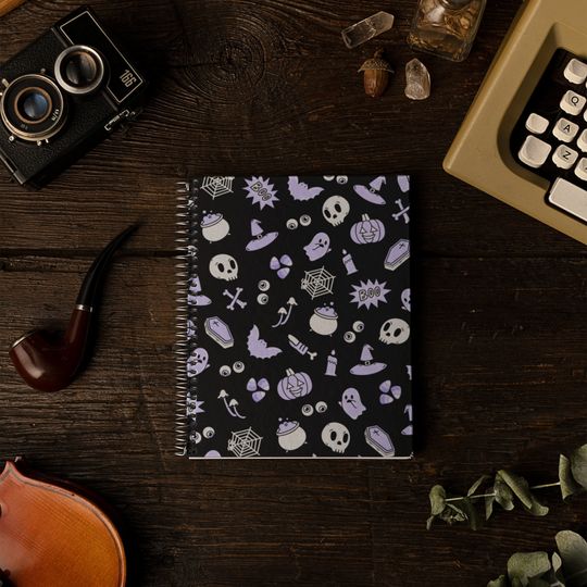 Discover Halloween Notebook, Spooky Planner with Dark Cover, Gift for Student