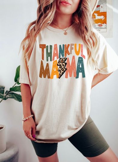 Discover Thankful Mama Shirt, Women's Thanksgiving Tee