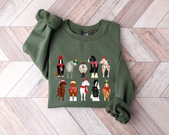 Discover Horse Lover Animal Christmas Shirt, Christmas Farm Animals Sweatshirt