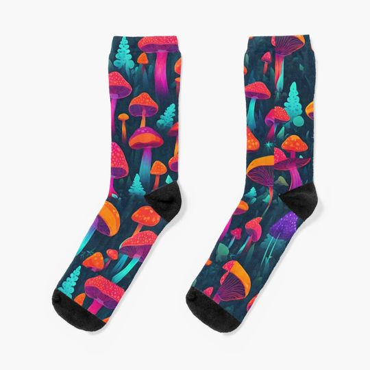 Discover Mushroom Neon Glow Socks