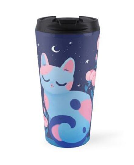 Discover Peony Cat Travel Coffee Mug