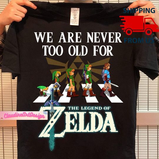 Discover The Legend Of Zelda Shirt, We Are Never Too Old Shirt, Zelda Game Shirt, Gaming Lover Shirt, Hyrule Shirt, Lineart Korok Shirt,Dad Gift