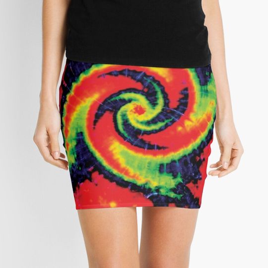 Discover Wig Wag Spiral Crumple Tie Dye Mini Skirt