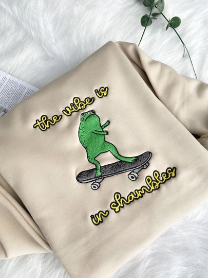 Discover Embroidered Vibe in Shambles Sweatshirt, , Funny Embroidered  Sweatshirt