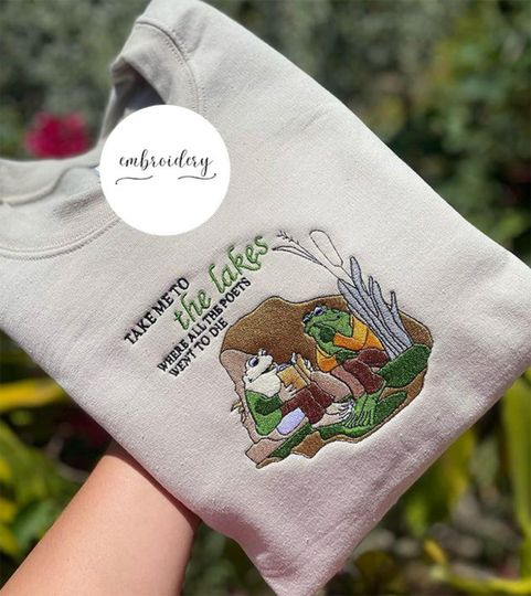 Discover Frog And Toad Crewneck Sweatshirt, Take me to the Lakes Embroidered Sweatshirt
