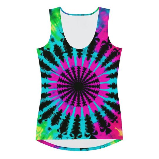 Discover pink eye tank top tie dye trippy pink green