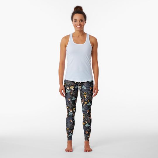 Discover dark wild forest mushrooms Leggings