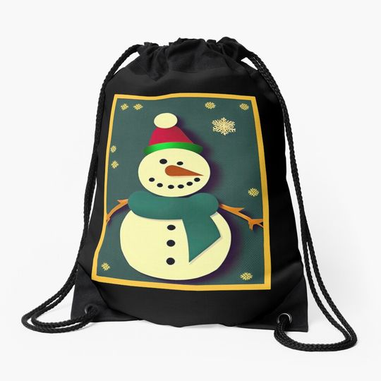 Discover Christmas Snowman Drawstring Bag
