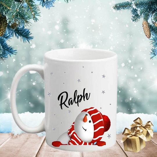 Discover Snowman coffee mug Christmas gift secret Santa gift idea personalized hot chocolate mug