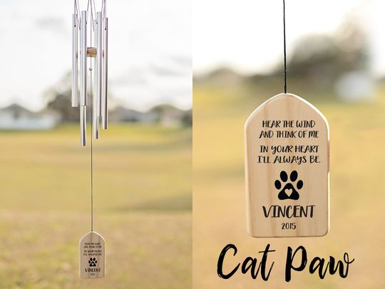 Discover Personalized Wind Chimes | Cat Pet Memorial Gift Chime | Always in Your Heart