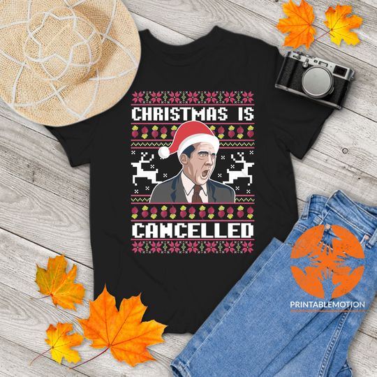 Discover Christmas Is Cancelled Michael Scott Vintage T-Shirt