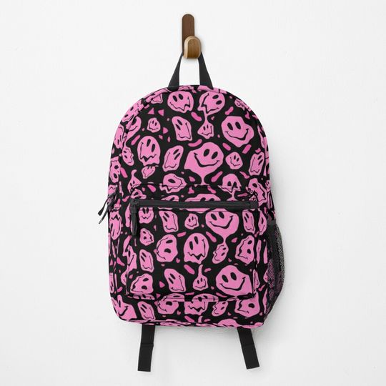 Discover Preppy aesthetic hot pink smiley pattern  Backpack