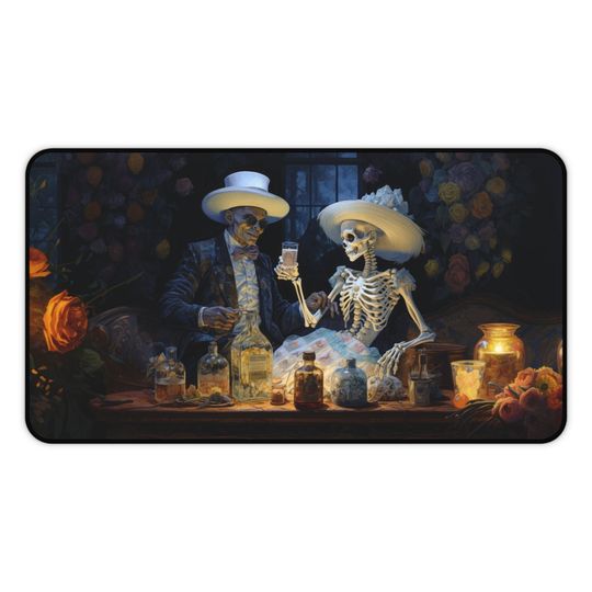 Discover Spiritual Realm Guardians Halloween Desk Mat: Mama Bridgitte and Baron Samedi Skeleton