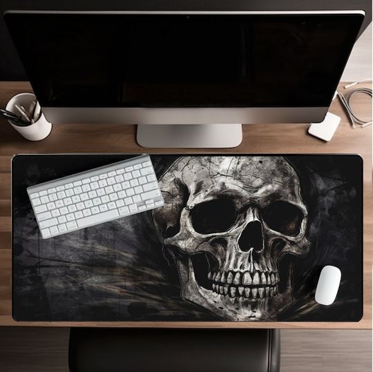 Discover Gothic Grunge Skull Aesthetic,  Mouse Pad, Dark Noir Mousepad, Gothic Desk Mat