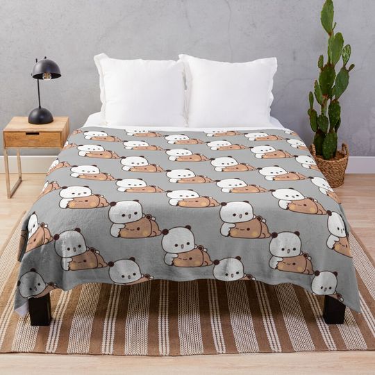 Discover Bear and Panda Bubu Dudu Balloon Throw Blanket