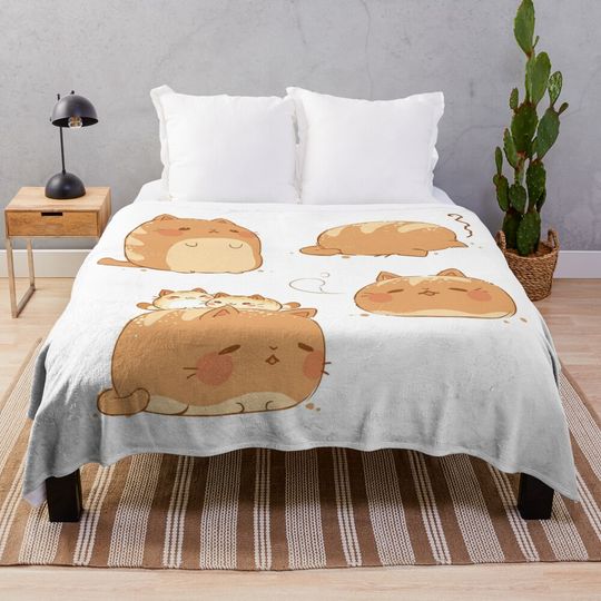 Discover Revisiting my bread bunny doodle Throw Blanket