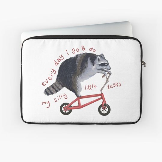 Discover Raccoon On Bicycle Laptop Sleeve
