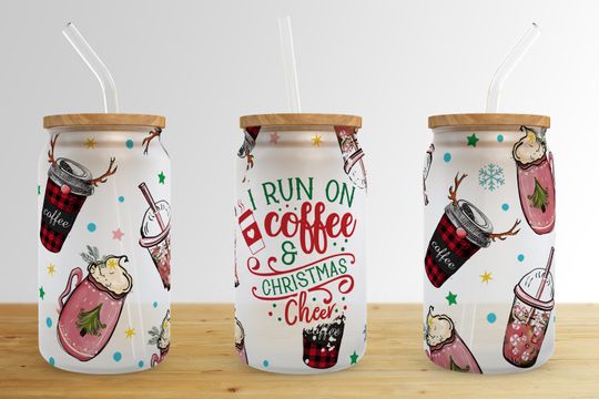 Discover Coffee Christmas 16 oz Libbey Glass Can Tumbler