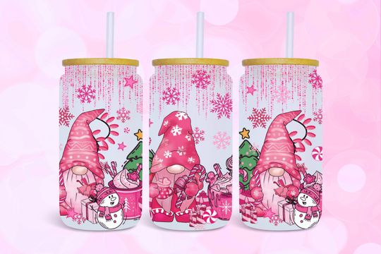 Discover Cute Christmas Gnomes 16oz Glass Can