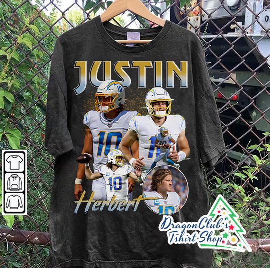 Discover Vintage 90s Graphic Style Justin Herbert T-Shirt Football T-Shirt