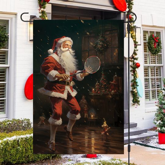 Discover Santa's Vintage Badminton Match Christmas Garden Flag